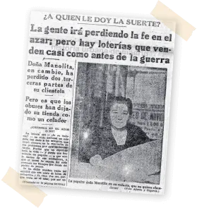 Historia de loterias Dona Manolita recorte periodico